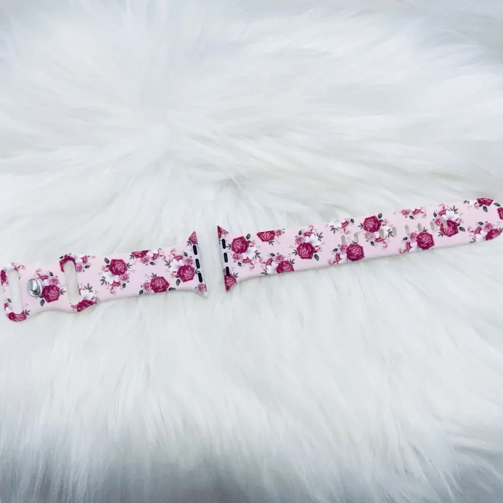 New pink Floral Watch Band For Apple Watch Series 42mm / 44mm / 45mm /49mm